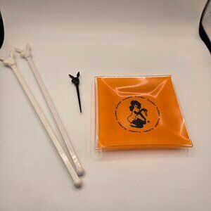 Vintage 60s Playboy Club Swizzle Sticks Orange Ashtray Lot